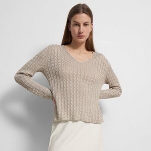 Theory Women’s Cable Knit Linen Sweater size Small